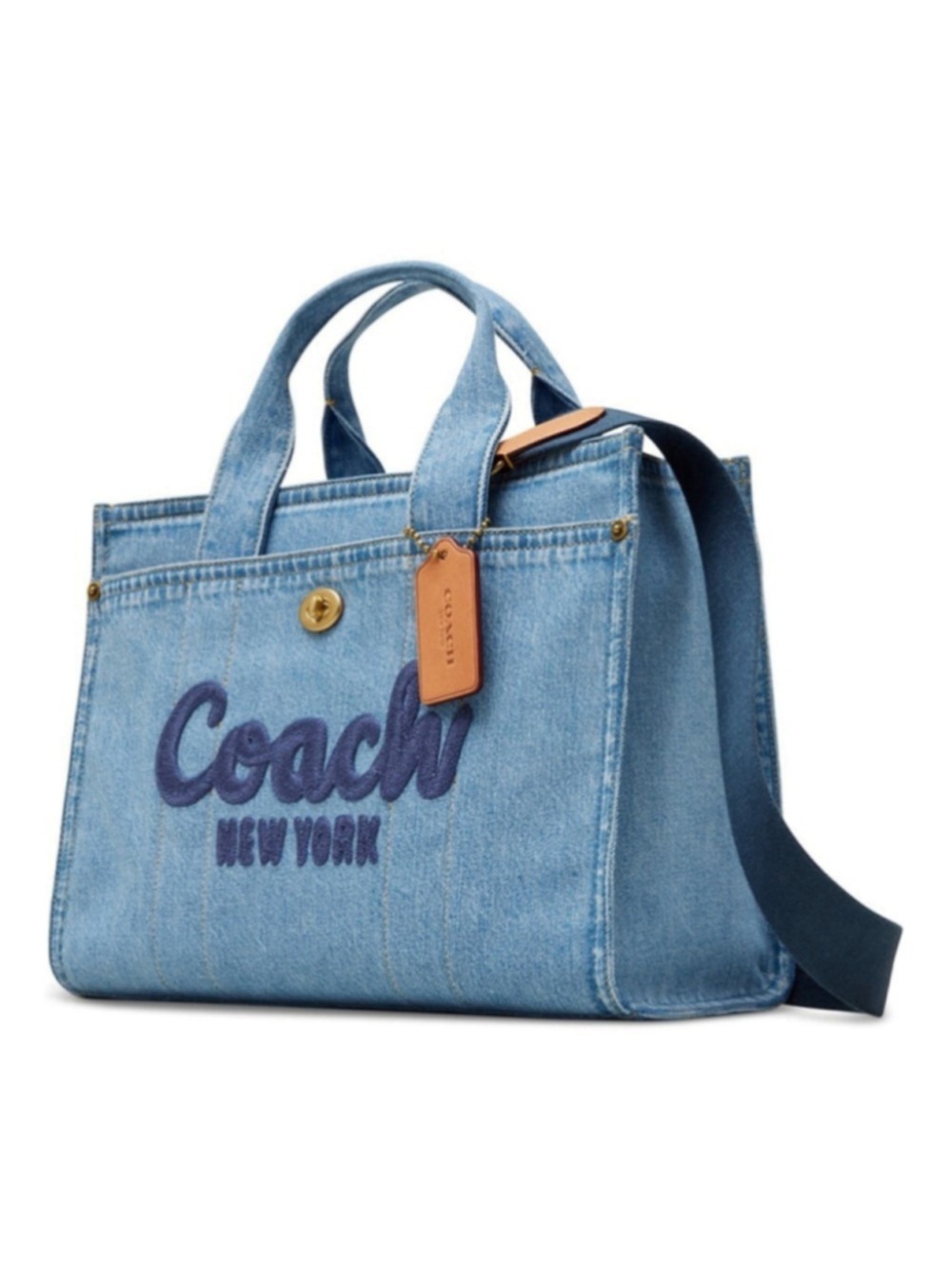 NEW Coach 13.5” Faded Denim Cargo Tote Indigo Blue CR657 NWT - Picture 3 of 16